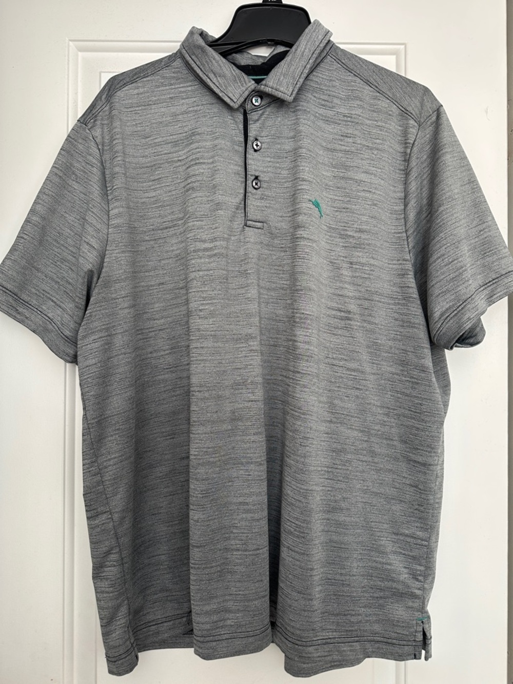 Tommy Bahama Men's Heather Gray Polo with Teal Logo